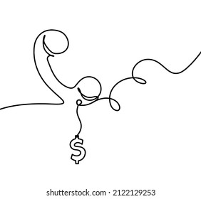 Abstract  handset with dollar as line drawing on white background. Vector