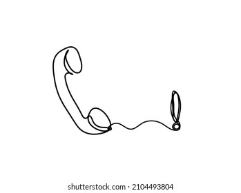 Teléfono abstracto con signo de exclamación como dibujo de línea sobre fondo blanco. Vector