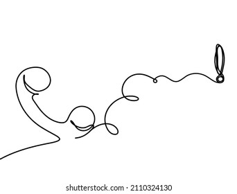 Abstract handset with exclamation mark as line drawing on white background. Vector