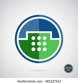 Abstract handset logo template. Blue and green color. For communications company and phone store. Creative and modern symbol for company identity, advertising, poster, leaflet, banner, web and flyer.