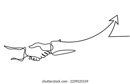 Abstract handshake with direction as line drawing on white background. Vector