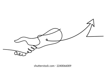 Abstract handshake with direction as line drawing on white background. Vector