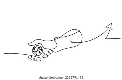 Resumen de apretón de manos y dibujo de la mano sobre fondo blanco. Vector