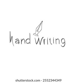 texto manuscrito abstrato com ícone de dica de caneta sobre fundo branco