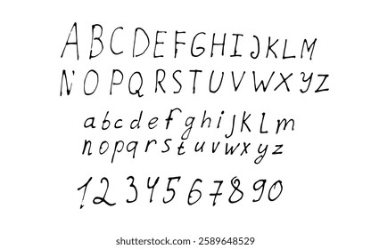 Abstract handwritten alphabet english
Vector symbols, alphabet icons on white background