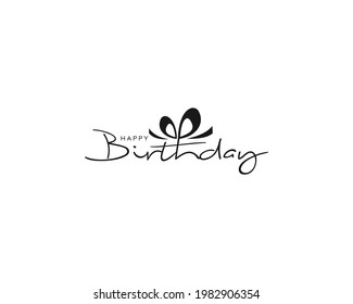 Resumen manuscrito feliz texto de cumpleaños diseño del logo del vector, carta feliz cumpleaños
