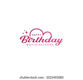 Abstract handwritten happy birthday text vector logo design, Happy Birthday letter logo design, love vector logo