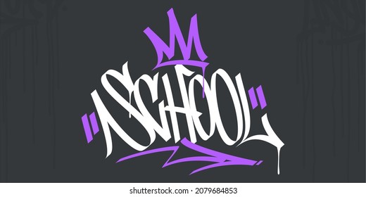 Abstract Handwritten Hip Hop Street Art Graffiti Style Word School Calligraphy Vector Illustration Art