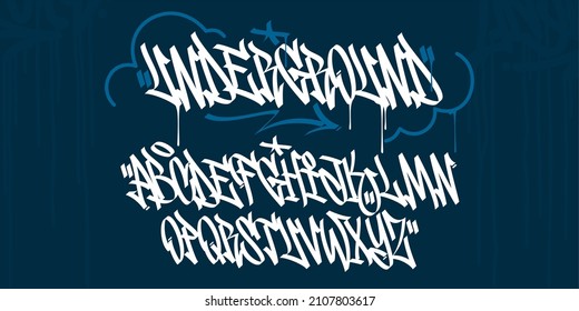 Abstract Handwritten Hiphop Graffiti Street Art Style Font Alphabet Vector Illustration