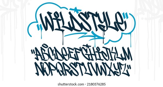 Abstract Handwritten Hiphop Graffiti Street Art Style Font Alphabet Vector Illustration Template