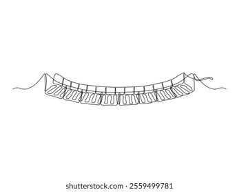 Abstract Hanging Rope Wooden Bridge,  continuous single line art drawing sketch, logo