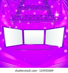abstract hanging steel tower with white board