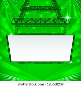 abstract hanging steel tower with white board