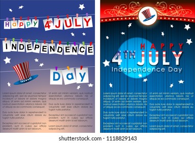 Abstract Happy 4th of July, Memorial Independence Day Banner. Vector and Illustration, EPS 10.