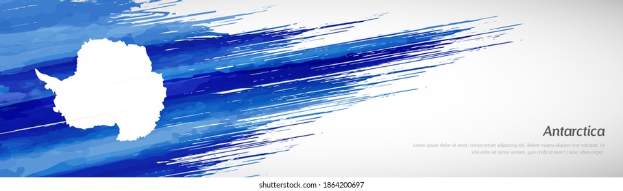 Abstract happy Antarctica day with creative watercolor national brush flag background