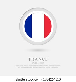 Abstract happy bastille day of France country with country flag in circle greeting background