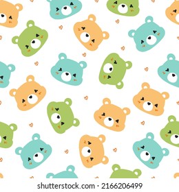 Abstract Happy Bear Faces Vector Graphic Cartoon Seamless Pattern can be use for background and apparel design