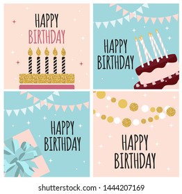 Abstract Happy Birthday Background Card Template Collection Set Vector Illustration EPS10