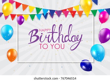 Abstract Happy Birthday Background Card Template Stock Vector (Royalty ...