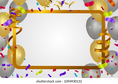 Abstract Happy Birthday Template Vector Illustration  party banner with golden balloons EPS 10