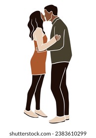 Abstract happy couple in winter illustration. Vector illustration.