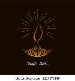 Abstract Happy Diwali background with dotted diya