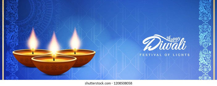 Abstract Happy Diwali beautiful blue banner template