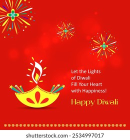 Abstract Happy Diwali Greeting Card. Deepawali Wishes Social Media Post Vector.