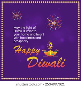 Abstract Happy Diwali Greeting Card. Deepawali Wishes Social Media Post Vector.