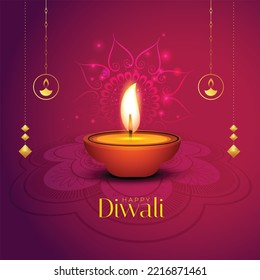 Abstract Happy Diwali Illustration with traditional diya