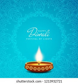 Abstract Happy Diwali Indian Festival Blue Background Design