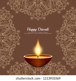 Abstract Happy Diwali religious festival brown background