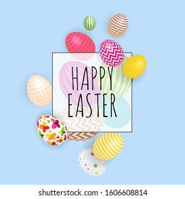Abstract Happy Easter Template Background with Eggs Vector Illustration EPS10