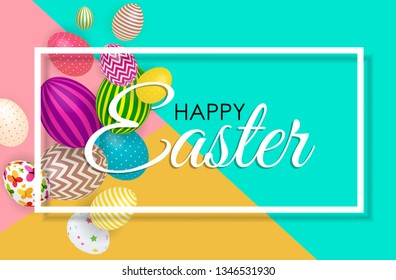 Abstract Happy Easter Template Holiday Background Vector Illustration EPS10