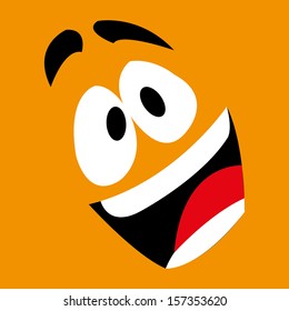 abstract happy face expression on orange background