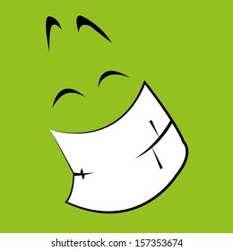 abstract happy face expression on green background