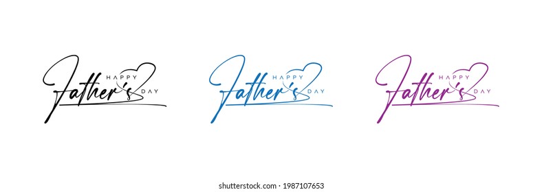 Abstract Happy Father's Day handwritten logo design, father's day vector logo design