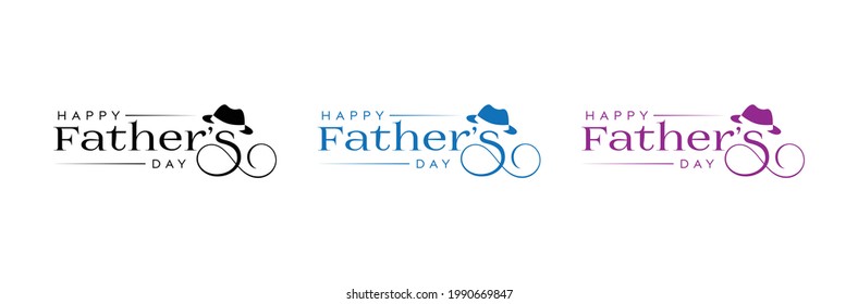 Abstract Happy Father's Day handwritten logo design, father's day, hat vector logo