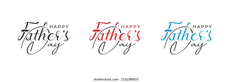 Abstract Happy Father's Day handwritten logo design, father's day vector logo