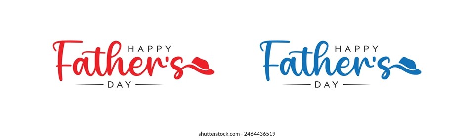 Abstract Happy Father's Day handwritten logo design, Father's day logo with hat vector design