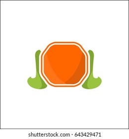Abstract happy food logo. Cute vector illustration