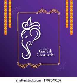 Abstract Happy Ganesh Chaturthi festival violet color background
