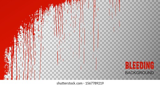 Abstract Happy Halloween background with red blood drops on  transparent texture. Bleeding effect on white glass window. Vector illustration