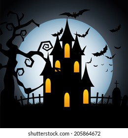 abstract happy halloween background with special objects