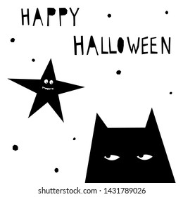 Abstract happy halloween pattern background. Modern childish paper cut halloween art for design card, halloween party invitation, menu, autumn holiday shop sale, bag print, t shirt etc.