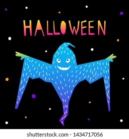 Abstract happy halloween pattern background. Modern childish paper cut halloween art for design card, halloween party invitation, menu, autumn holiday shop sale, bag print, t shirt etc.