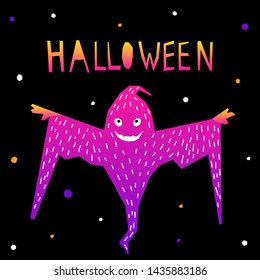Abstract happy halloween pattern background. Modern childish paper cut halloween art for design card, halloween party invitation, menu, autumn holiday shop sale, bag print, t shirt etc.