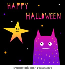 Abstract happy halloween pattern background. Modern childish paper cut halloween art for design card, halloween party invitation, menu, autumn holiday shop sale, bag print, t shirt etc.