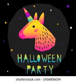 Abstract happy halloween pattern background. Modern childish paper cut halloween art for design card, halloween party invitation, menu, autumn holiday shop sale, bag print, t shirt etc.