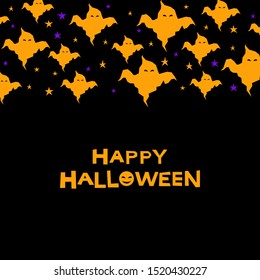 Abstract happy halloween pattern background. Modern childish halloween art for design card, party invitation, menu, autumn holiday shop sale, bag print, t shirt etc.